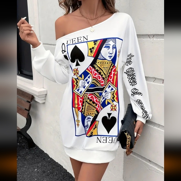 glam hippie Dresses & Skirts - NIP Fun Sexy, Queen Of Spades , Wild Shoulder Long Sleeved Dress